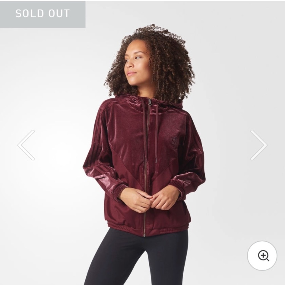 Adidas maroon velvet hoodie